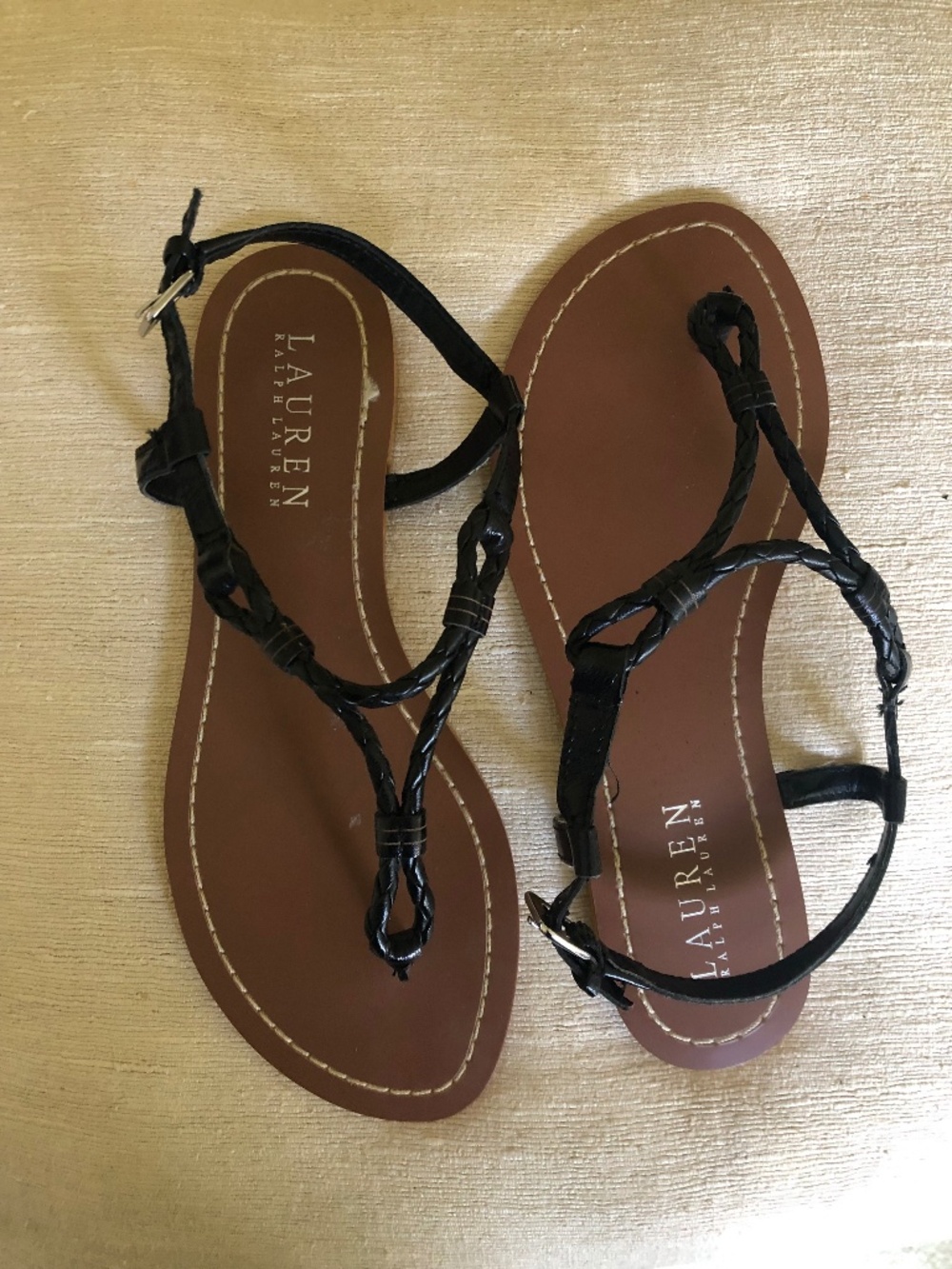 Lauren Ralph Lauren Braided Leather Thong Sandal Size 6B
